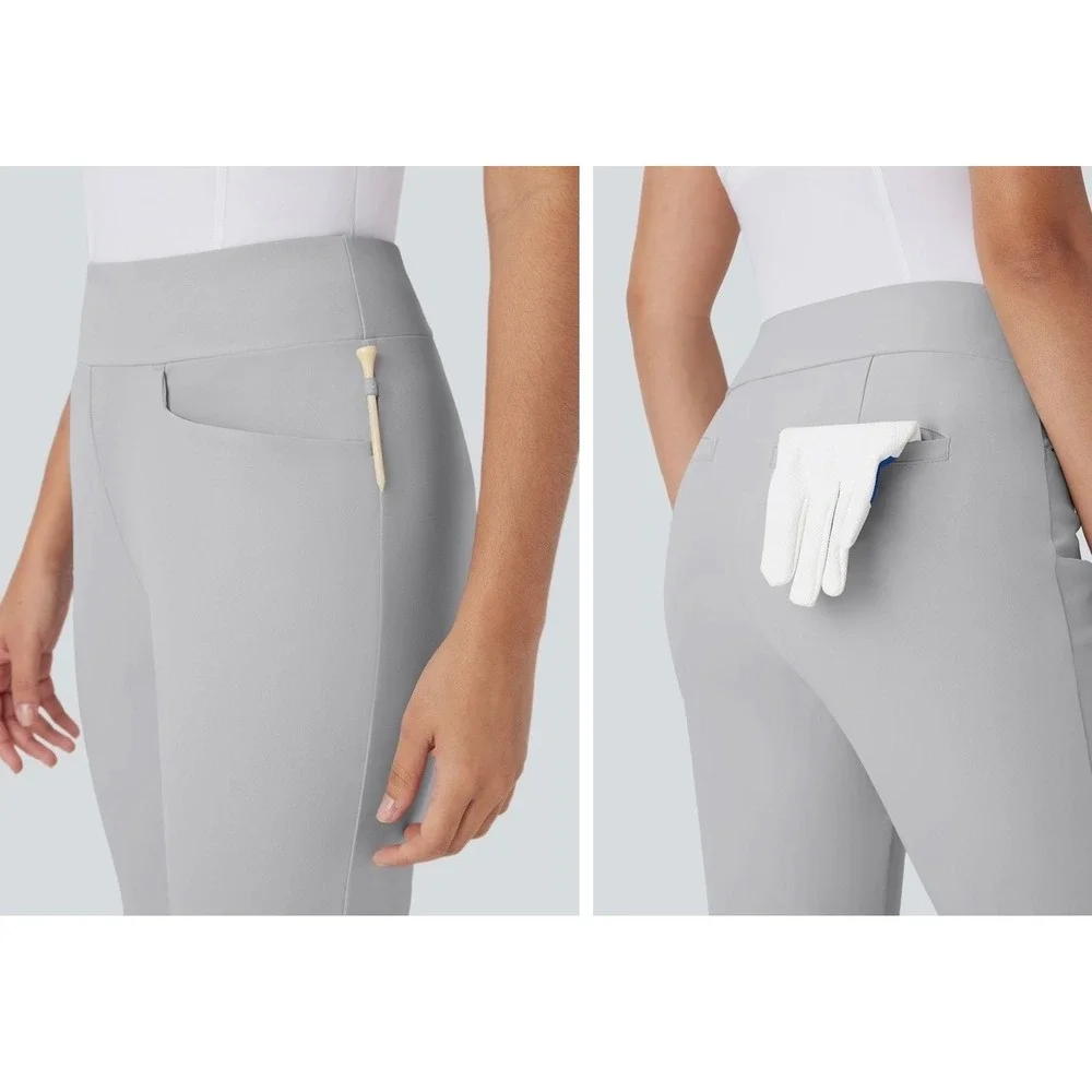Halara Mid Rise Golf Pants Large Gray Pull On Straight Leg NWT Gorpcore